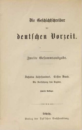 Die Fortsetzung des Regino : nach der Ausgabe der Monumenta Germaniae