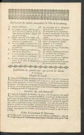 Explication des lettres, marquées à la Ville de Strasbourg