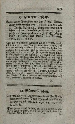 13. Finanzwissenschaft.