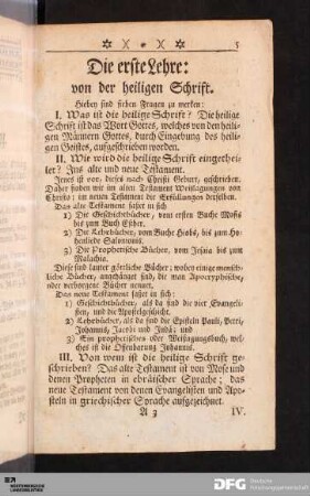Die erste Lehre: Von der heiligen Schrift.