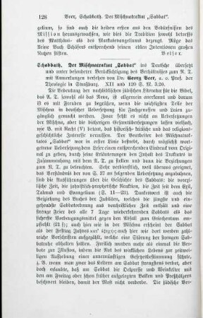 128-129 [Rezension] Schabbath