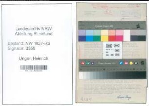 Entnazifizierung Heinrich Unger , geb. 23.02.1894 (Betriebsingenieur)