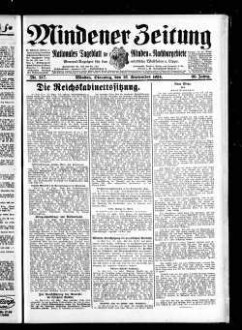 Mindener Zeitung : nationales Tageblatt für Minden u. Nachbargebiete : General-Anzeiger für den nördl. Reg.-Bezirk Minden