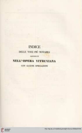 Indice delle voci più notabili contenute nell’opera Vitruciana