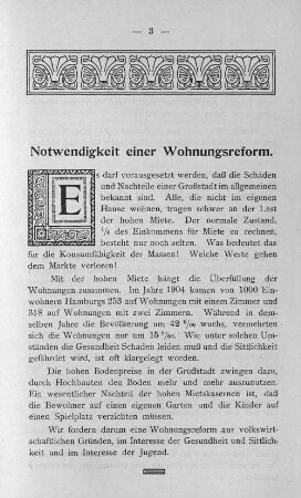 Notwendigkeit einer Wohnungsreform.
