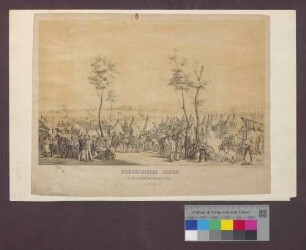 "Preußisches Lager vor der deutschen Reichsfestung Rastadt [Rastatt] im Juni 1849."
