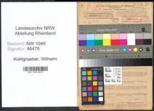 Entnazifizierung Wilhelm Kohlgrueber , geb. 13.11.1898 (Polizist)