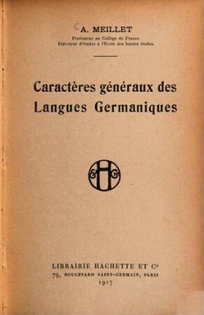 Caractères généraux des langues germaniques