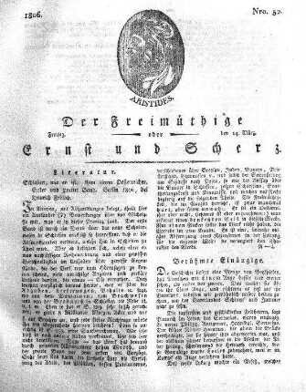 Nro. 52, Freitag den 14. März 1806