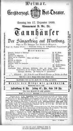 Tannhäuser oder Der Sängerkrieg auf Wartburg