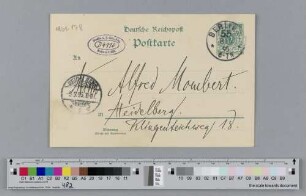 Postkarte an Alfred Mombert