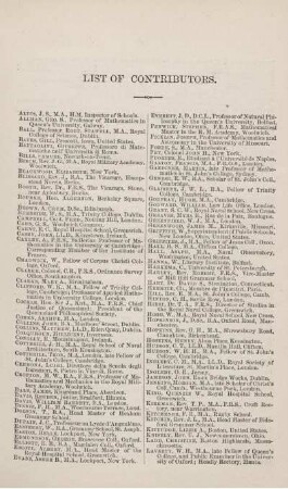 List of Contributors.