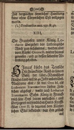 XIII. Die Frantzosen unter König Lothario überziehen das Lothringische Reich zum sechstenmal ...