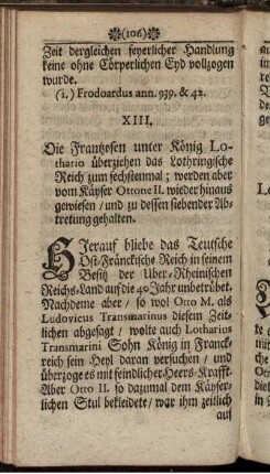 XIII. Die Frantzosen unter König Lothario überziehen das Lothringische Reich zum sechstenmal ...