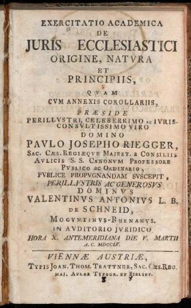 Exercitatio Academica De Juris Ecclesiastici Origine, Natvra Et Principiis