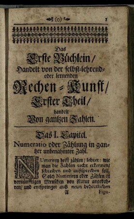 Erster Theil / handelt Von gantzen Zahlen.