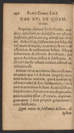 Cap. XVI. De Quantitate.