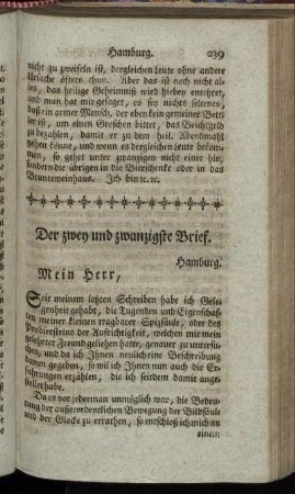 Der zwey und zwanzigste Brief. Hamburg. - Der vier und zwanzigste Brief. Hamburg.