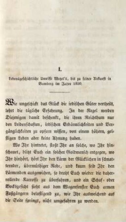 I. Lebensgeschichtliche Umrisse Wetzel's, bis zu seiner Ankunft in Bamberg im Jahre 1810.