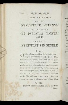 Iuris Naturalis Liber III. Ius civitatis internum et in specie ius publicum universale.