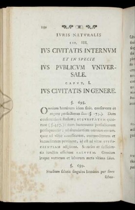 Iuris Naturalis Liber III. Ius civitatis internum et in specie ius publicum universale.