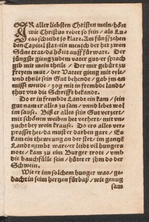 JR aller liebsten Christen mein/ hört || wie Christus redet so fein/
