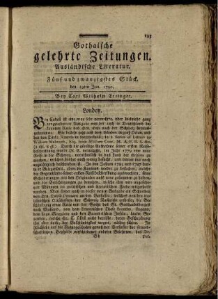 Fünf und zwanzigstes Stück, den 19ten Jun. 1790.