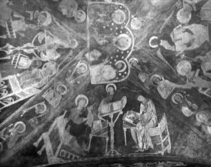 Taufers im Münstertal. Kirche des Johanniter-Pilgerhospizes Sankt Johann. Deckenbild (1220/1230)