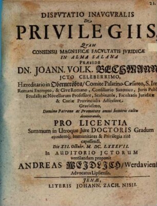 Disp. inaug. de privilegiis