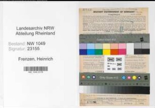 Entnazifizierung Heinrich Frenzen , geb. 24.07.1899 (Stellwerksmeister)
