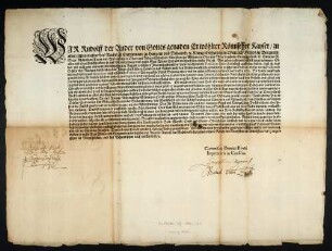 Urkunde Rudolf II., Römischer König, Wien, 27.08.1586