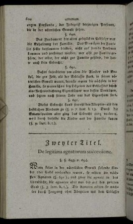 Zweyter Titel. De legitima agnatorum successione.
