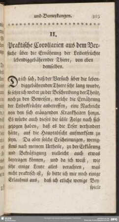 Praktische Corollarien aus dem Versuche über die Ernährung der Leibesfrüchte lebendiggebährender Thiere