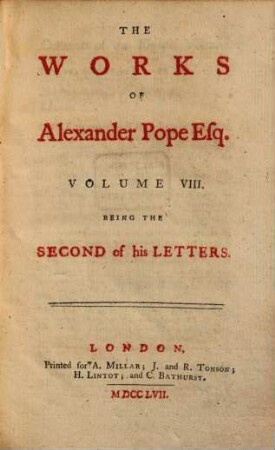 The Works of Alexander Pope. 8