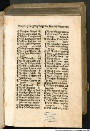 Der Heiligen Leben : Winter- und Sommerteil. Mit den Texten »Von der creuczwochen« und »Von den fronfasten« vor dem Sommerteil, 2. Winterteil