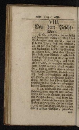VIII. Von dem Beicht-Wesen.