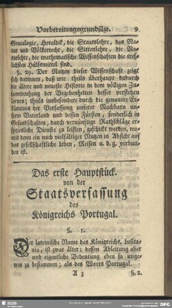 Das erste Hauptstück von der Staatsverfassung des Königreichs Portugal