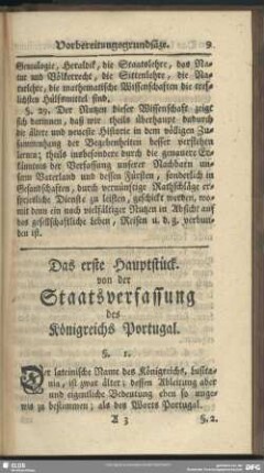 Das erste Hauptstück von der Staatsverfassung des Königreichs Portugal