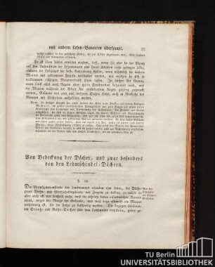 Von Bedeckung der Dächer, und zwar besonders von den Lehmschindel-Dächern.