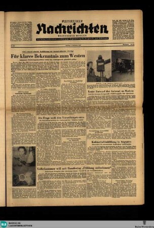 Weinheimer Nachrichten : Weinheimer Anzeiger ; Weinheimer Zeitung ; Weinheimer Morgen ; Amtsblatt der Stadt Weinheim