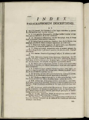 Index Paragraphorum Descriptionis.