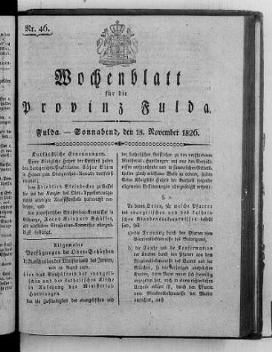 Nr. 46, Ausgabe vom 18. November 1826