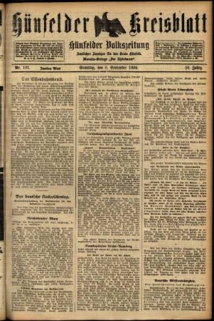 Zweite Ausgabe vom Samstag, den 06. September 1924.