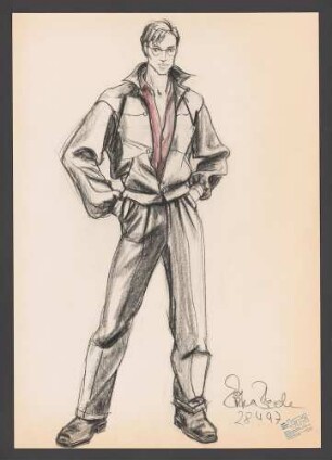 Modezeichnung: Mann in Blousonjacke