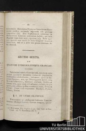Sectio sexta. De quatuor ludis solennibus Graeciae.