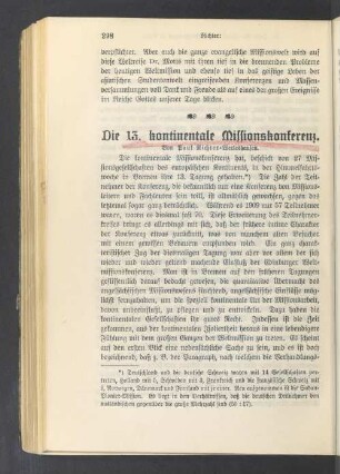 Die 13. kontinentale Missionskonferenz