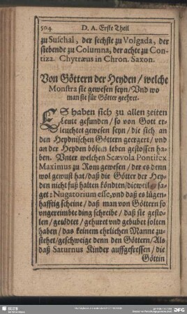 Von Göttern der Heyden, welche Monstra sie gewesen seyn, Und wo man sie für Götter geehret