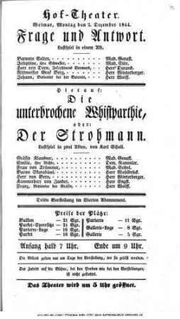 Die unterbrochene Whistparthie, oder: Der Strohmann