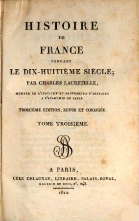 Histoire de France pendant le dix-huitième siècle, 3