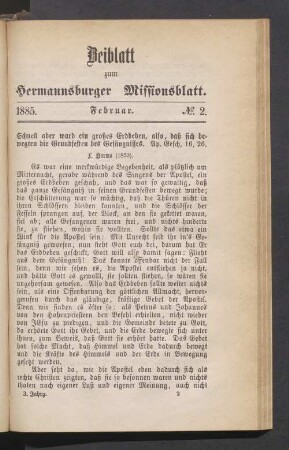 Beiblatt. N° 2. Februar. 1885